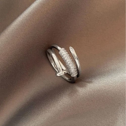Luxurious Screw Ring 14K Silver For Women Party Jewelry-Silver |image