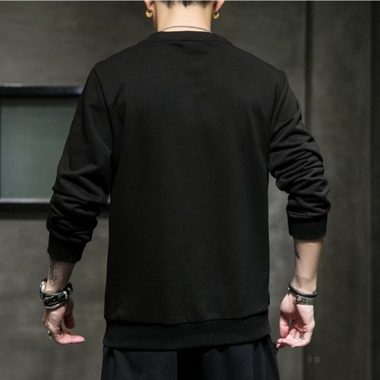 Men's waffle knit tracksuit displayed on a hanger. The tracksuit consists of a waffle knit jacket and matching waffle knit joggers. Men's Waffle Tracksuit For Spring & Autumn (2Pcs) Black |image