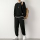 Men's Waffle Tracksuit For Spring & Autumn (2Pcs) Black	 |image