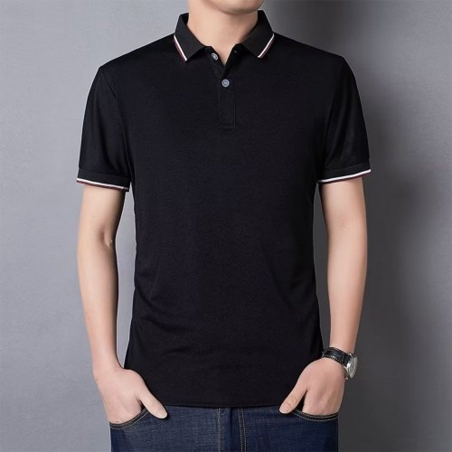 Men's Casual Button Up Short Sleeve Lightweight Polo Shirt - Black |image