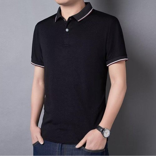 Men's Casual Button Up Short Sleeve Lightweight Polo Shirt - Black |image