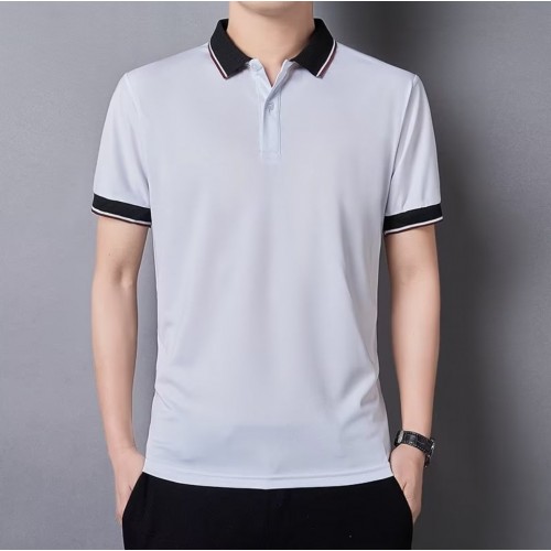 Men's Casual Button Up Short Sleeve Lightweight Polo Shirt - White |image