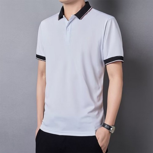 Men's Casual Button Up Short Sleeve Lightweight Polo Shirt - White |image