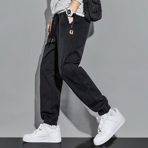 Men's Casual Pants Elastic Waist Straight Legging Trouser - Black |image