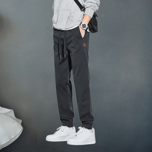 Men's Casual Pants Elastic Waist Straight Legging Trouser - Dark Grey |image
