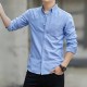 Men's Long Sleeved Casual Thin Oxford Shirt - Light Blue |image