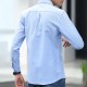Men's Long Sleeved Casual Thin Oxford Shirt - Light Blue |image