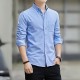 Men's Long Sleeved Casual Thin Oxford Shirt - Light Blue |image