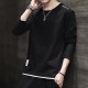 Trendy Cotton Sweatshirts For Men White Color Round Neck Long Sleeve - Black |image