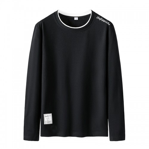 Trendy Cotton Sweatshirts For Men White Color Round Neck Long Sleeve - Black |image
