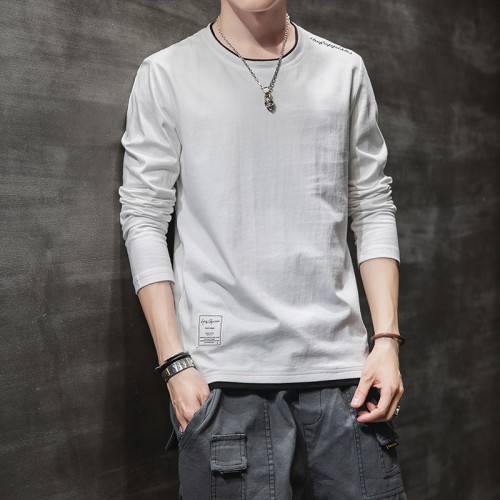 Trendy Cotton Sweatshirts For Men Black Color Round Neck Long Sleeve - White |image