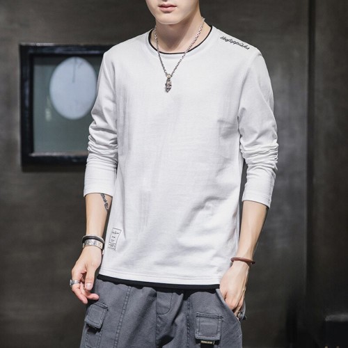 Trendy Cotton Sweatshirts For Men Black Color Round Neck Long Sleeve - White |image