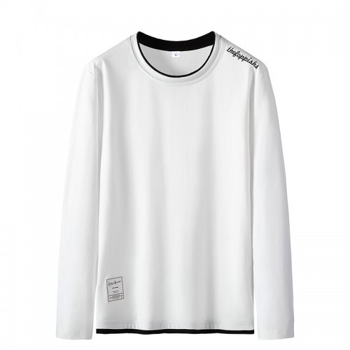 Trendy Cotton Sweatshirts For Men Black Color Round Neck Long Sleeve - White |image
