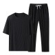 Men's Tracksuits Casual Set Sports Round - Black |image