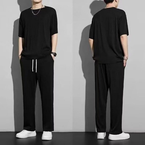 Men's Tracksuits Casual Set Sports Round - Black |image