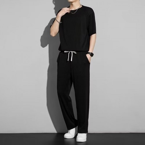 Men's Tracksuits Casual Set Sports Round - Black |image