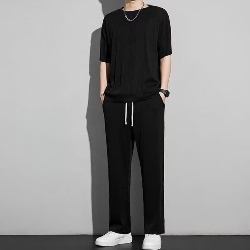 Men's Tracksuits Casual Set Sports Round - Black |image