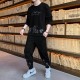 Men's Black Color Tracksuits Casual 2 Piece Set |image