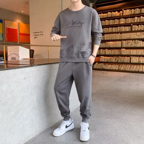 Men's Dark Grey Color Tracksuits Casual 2 Piece Set |image