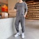 Men's Dark Grey Color Tracksuits Casual 2 Piece Set |image