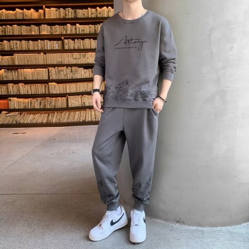 Men's Dark Grey Color Tracksuits Casual 2 Piece Set |image