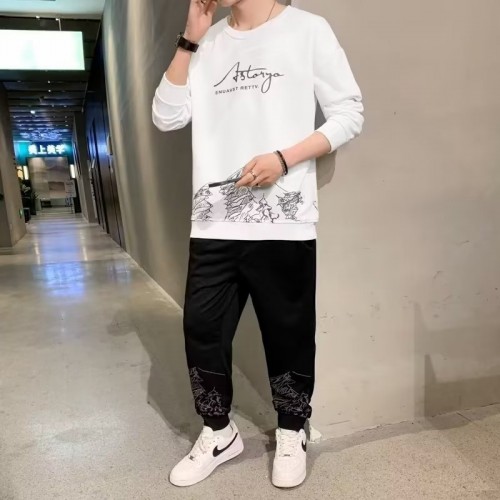 Men's White Color Tracksuits Casual 2 Piece Set |image