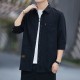 Men's Long Sleeves Cotton Shirt With Turn Down Collar - Black |image