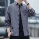 Men's Long Sleeves Cotton Shirt With Turn Down Collar - Dark Grey |image