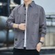 Men's Long Sleeves Cotton Shirt With Turn Down Collar - Dark Grey |image