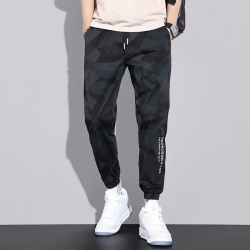Men's Camo Sweatpants With Multi Pockets-Black |image
