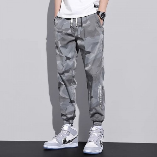 Men's Camo Sweatpants With Multi Pockets-Grey |image