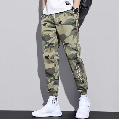 Men's Camo Sweatpants With Multi Pockets-Green |image