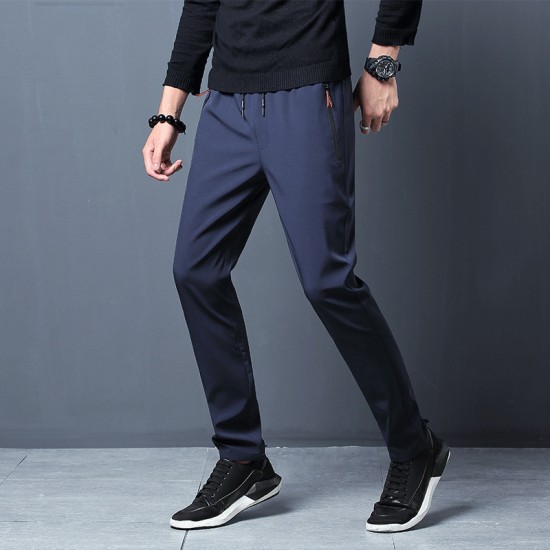 Men's Navy Blue sports pants with slight stretch, perfect for casual wear or workouts. Men's Casual Navy Blue Color Slightly Stretch Sports Pants |image