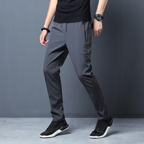 Men's Casual Dark Grey Color Slightly Stretch Sports Pants |image