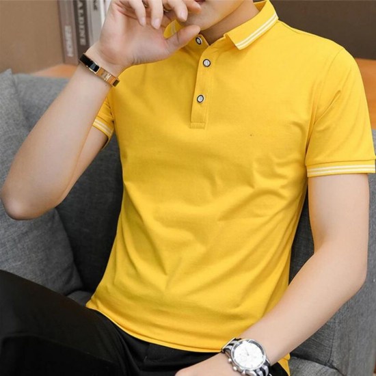 Men's Polo Yellow Color T-Shirts & Short Sleeve |image