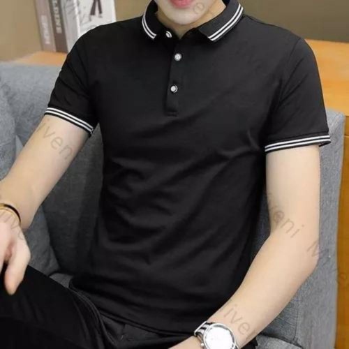 Men's Polo Black Color T-Shirts & Short Sleeve |image
