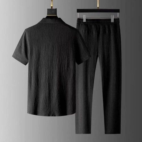 New Men's Fashion Classic Shirt Trousers Set - Black |image