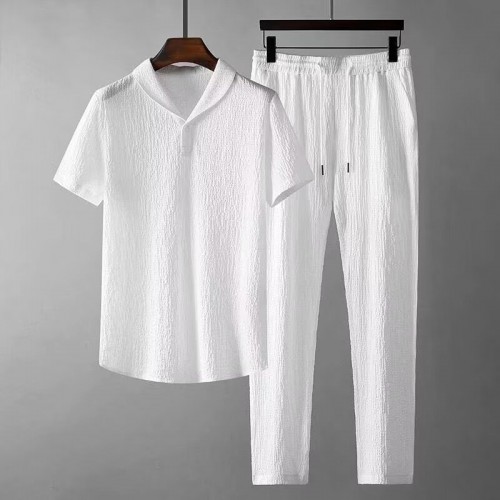New Men's Fashion Classic Shirt Trousers Set - White |image