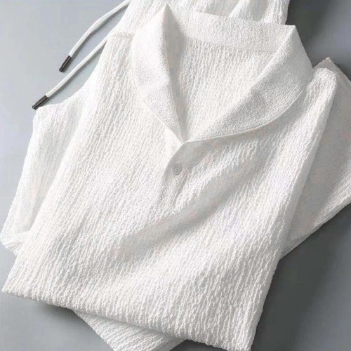 New Men's Fashion Classic Shirt Trousers Set - White |image