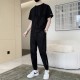 Men's Short Sleeve Ice Silk Leisure Tracksuits - Black |image