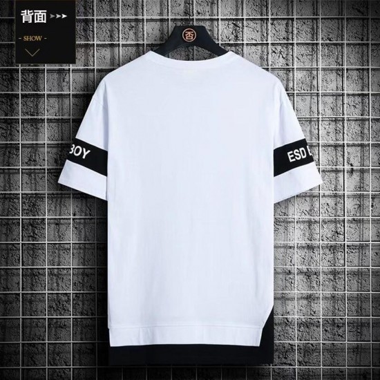 Male model wearing a comfortable men's cotton t-shirt with a casual o-neck design Men's Cotton T-Shirt: Fashionable O-Neck Casual Tee - White |image