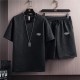Men's Linen T-Shirt & Shorts Set Casual & Sporty - Black |image