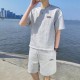 Men's Linen T-Shirt & Shorts Set Casual & Sporty - Grey |image