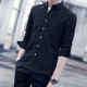 Korean Style Slim Fit Long Sleeve Shirt - Black |image