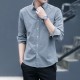 Korean Style Slim Fit Long Sleeve Shirt - Grey |image