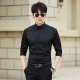 Men Classic Fit Long Sleeve Wrinkle Free Button Shirt - Black |image