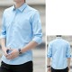 Men Classic Fit Long Sleeve Wrinkle Free Button Shirt - Light Blue |image