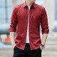 Men Classic Fit Long Sleeve Wrinkle Free Button Shirt - Red |image