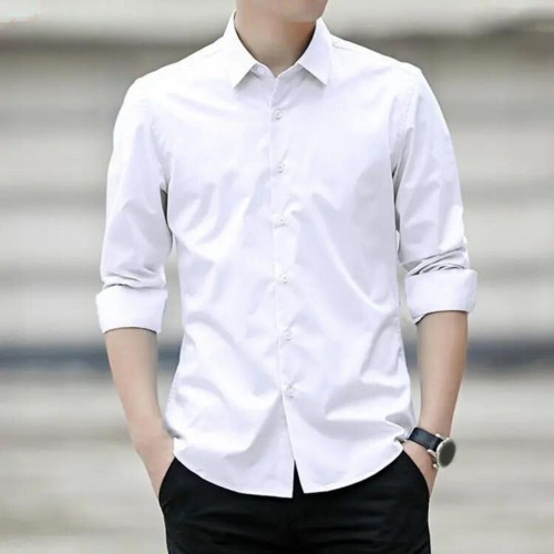Men Classic Fit Long Sleeve Wrinkle Free Button Shirt - White |image
