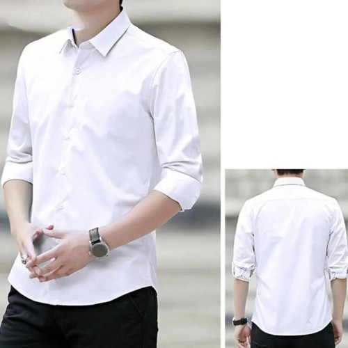 Men Classic Fit Long Sleeve Wrinkle Free Button Shirt - White |image